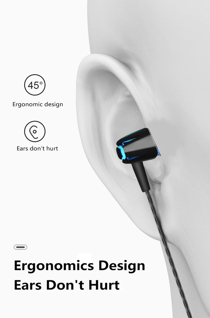 Wired Headphones 3.5Mm Bass Stereo Music Earbuds Sports Headsets with Mic for Iphone Samsung Xiaomi Android IOS Smart Phone