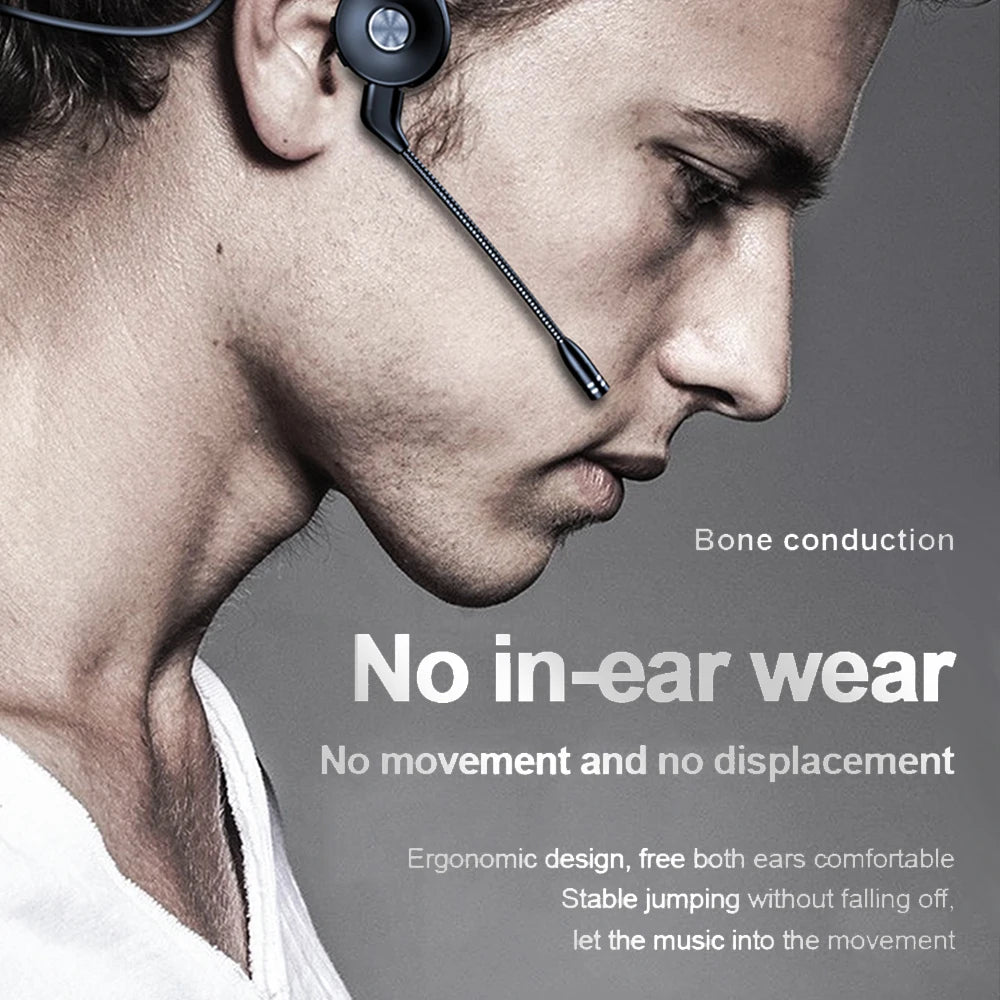 Bone Conduction Headphones Wireless Sports Earphones Dual Microphone Noise Cancellation for Cycling Bluetooth-Compatible