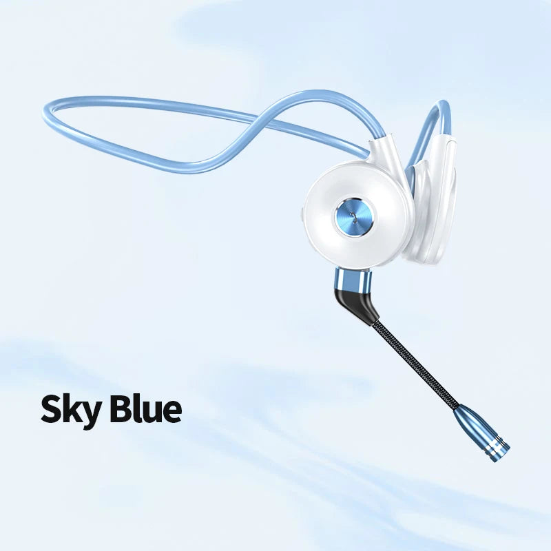 Bone Conduction Headphones Wireless Sports Earphones Dual Microphone Noise Cancellation for Cycling Bluetooth-Compatible