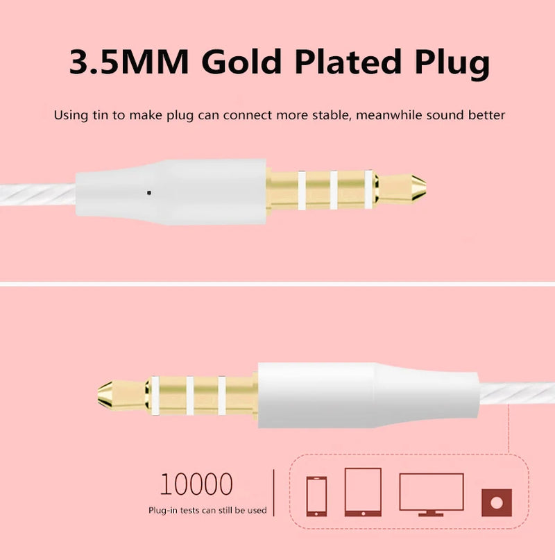 Wired Headphones 3.5Mm Bass Stereo Music Earbuds Sports Headsets with Mic for Iphone Samsung Xiaomi Android IOS Smart Phone