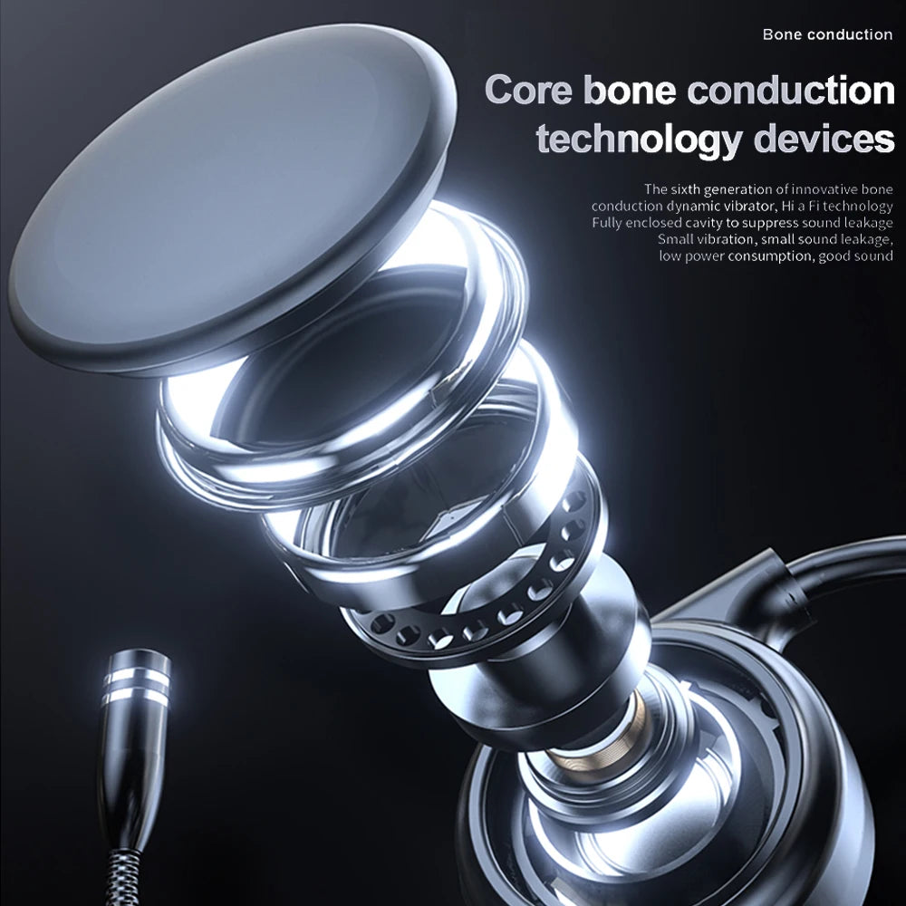 Bone Conduction Headphones Wireless Sports Earphones Dual Microphone Noise Cancellation for Cycling Bluetooth-Compatible